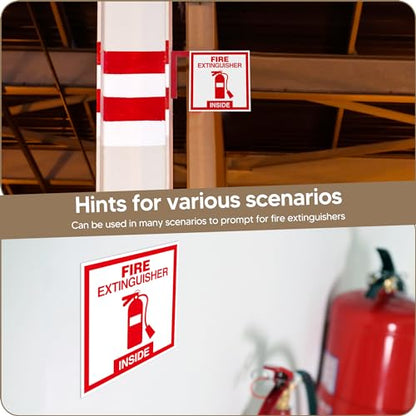 6 PCS Fire Extinguisher Sign Stickers,Self Adhesive Waterproof Vinyl Fire Extinguisher Inside Sticker for Box, Suitable for Cars,Trucks,Vehicles,Red on White - color: Red 386