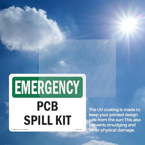 PCB Spill Kit OSHA Emergency Rigid Plastic Sign 14 Inch x 10 Inch - 5 Pack - color: Plastic, size: 5 Pack of 14" x 10"