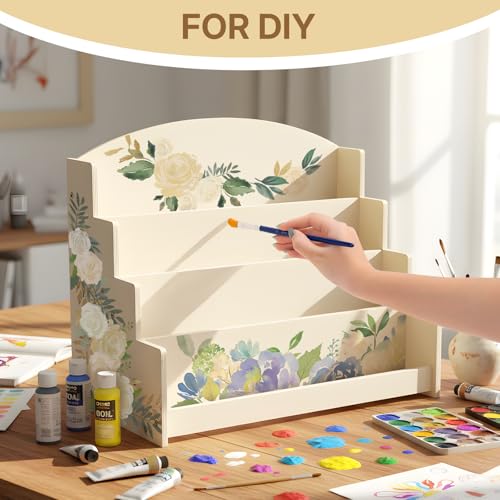 4 Tier 1Pc Wooden Greeting Card Display Stand - color: Wood