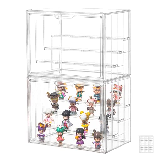 Acrylic Display Case for Collectibles, 4 Tier Figure Display Box, 2 Pack - size: L-4tier-2pack