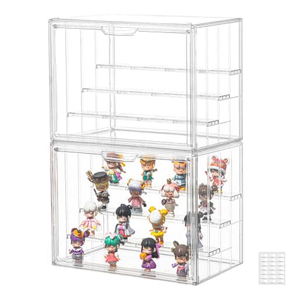 Acrylic Display Case for Collectibles, 4 Tier Figure Display Box, 2 Pack - size: L-4tier-2pack