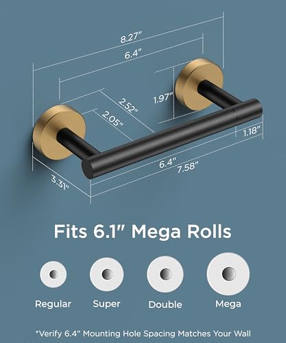FORIOUS Commercial Toilet Paper Holder Wall Mount Bathroom Tissue Holder - color: Matte Black & Brushed Gold