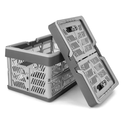 Domiella 2-Pack Foldable Storage Baskets, 20L Collapsible Crates PP Grey - color: Grey