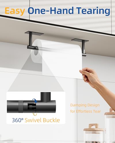 RUACQ Paper Towel Holder Under Cabinet, Stainless Steel, Matte Black - color: Matte Black, size: Standard - Rectangle