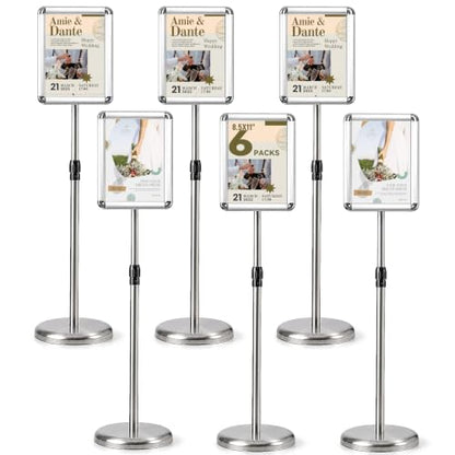 Sign Holder, 8.5x11 Sign Stand for Display 6-Pack Silver - color: Bright Silver, size: 8.5*11 6-Pack