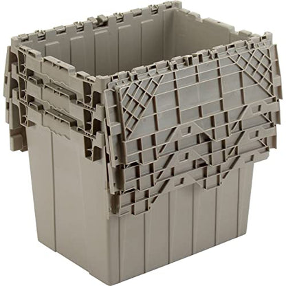 Global Industrial Distribution Container With Hinged Lid, 21-7/8x15-1/4x17-1/4, Gray - color: Gray