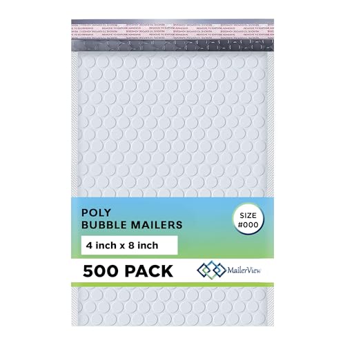 Arctic White Bubble Mailers 4x8, Poly Padded Envelopes #000, 500 Pack - color: Arctic White, size: 4"x8" / 500 Pack