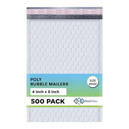 Arctic White Bubble Mailers 4x8, Poly Padded Envelopes #000, 500 Pack - color: Arctic White, size: 4"x8" / 500 Pack