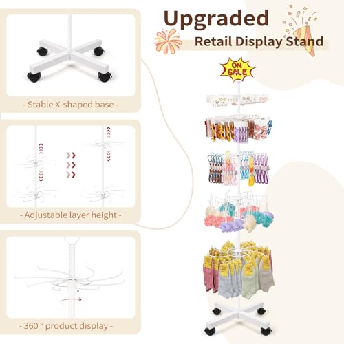 Flenpptly Retail Display Stand, 5-Tier Rotating Display Rack, White - color: White