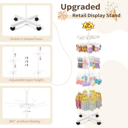 Flenpptly Retail Display Stand, 5-Tier Rotating Display Rack, White - color: White