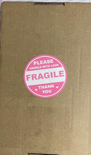 2 inch 300 PCS Pink Round Fragile Stickers for Shipping