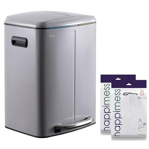 happimess Marco 10.6 Gal Double Bucket Step Trash Can, Gloss Gray - color: Fog Gray