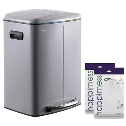 happimess Marco 10.6 Gal Double Bucket Step Trash Can, Gloss Gray - color: Fog Gray
