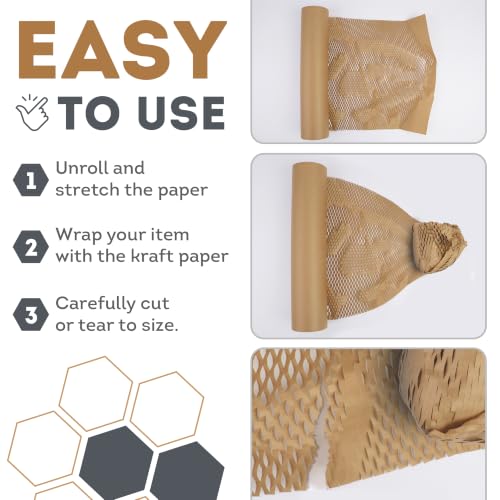APQ Supply Honeycomb Packing Paper Brown, 15 Inch x 100 Feet, Eco Friendly Shipping Supplies for Small Businesses, Warehouses, and E-Commerce Fulfillment - style: Brown / Pack of 1