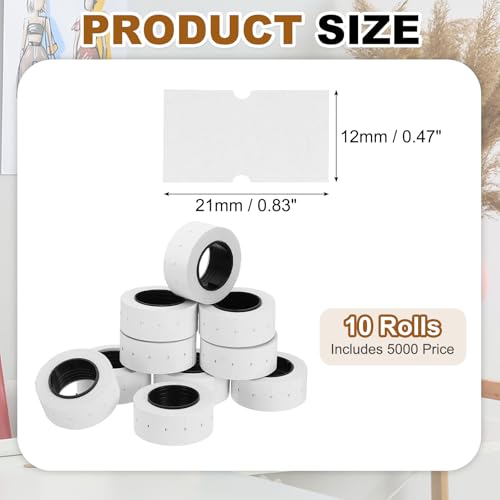 PATIKIL Pricing Labels Price Gun Labels Self-Adhesive 10 Rolls 5000pcs - color: White