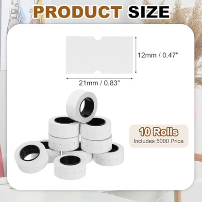PATIKIL Pricing Labels Price Gun Labels Self-Adhesive 10 Rolls 5000pcs - color: White