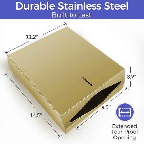 Stardrix Paper Towel Dispenser Wall Mount, Brushed Gold Stainless Steel Commercial Paper Towel Holder with Lock, Large Capacity 400 C Fold/525 Multifold Towels (Pack of 2) - color: Gold, size: 400 C Fold/525 Multi-Fold with Lock (Pack of 2)
