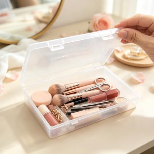 Goodma 6 Pieces Rectangular Empty Mini Clear Plastic Organizer Box - size: 180 x 110 x 30 mm