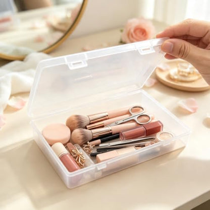 Goodma 6 Pieces Rectangular Empty Mini Clear Plastic Organizer Box - size: 180 x 110 x 30 mm