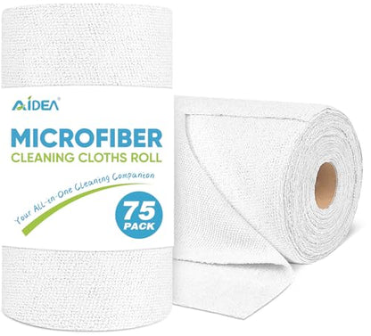 AIDEA Microfiber Cleaning Cloth Roll-75PK, Reusable Paper Towels,11.5×11.5" - color: White