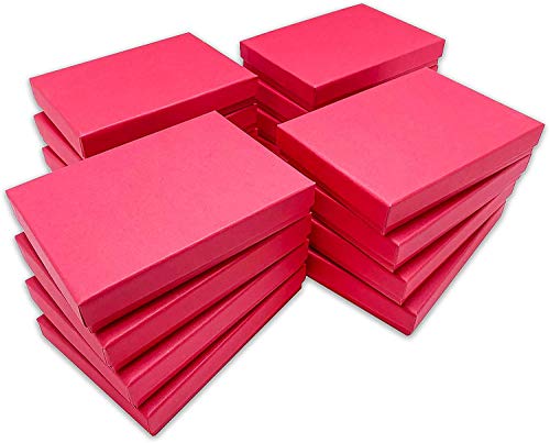 TheDisplayGuys 25 Cardboard Gift Jewelry Boxes w/Paddings #53-5.4x3.9x1 - color: Matte Red