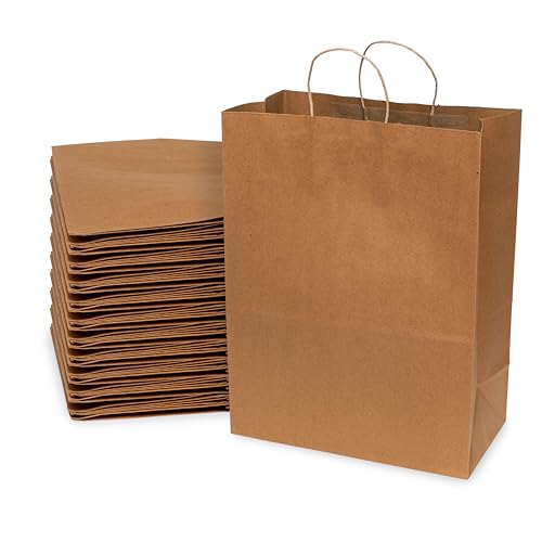 Prime Line Packaging Brown Paper Bag with Handle, 13x7x17 Inch, 200 Pack - size: 13x7x17 Inch