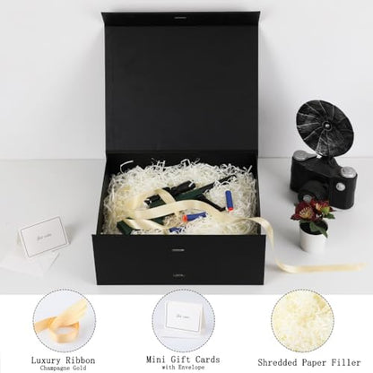 BoxSkivra Black Magnetic Gift Box Large 1 Pack 13X11X5.3 Inch - color: 13X11X5.3Inch-Black-Pack of 1