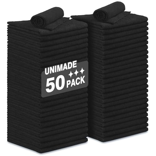 UNIMADE Microfiber Cleaning Cloth, 50 Pack Microfiber Towels - color: Black, size: 50 Pack