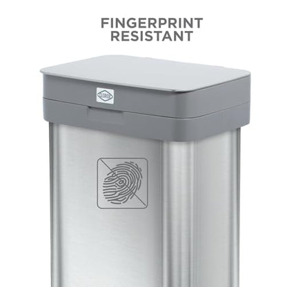Clorox 13 Gallon Trash Can - 50L Kitchen Trash Can with Wide Step Pedal - Rectangular Stainless Steel Garbage Bin with Hinged Rim and Odor Protection - color: Stainless Step