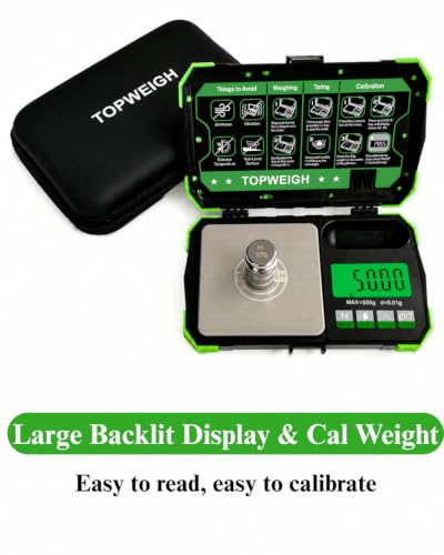 Gram Scale with Zipper Case, 500g x 0.01g,Dual Powered Small Scale - color: Fluorescent Green