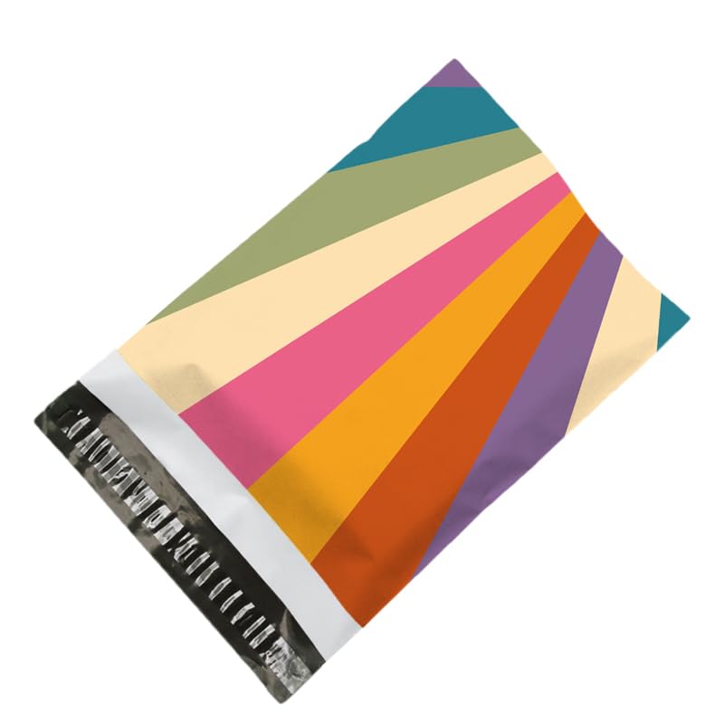 50x Poly Mailers 10x13 Inch Mailing Bags Colorful Thank You Designs with Self Seal Tear & Waterproof Shipping Envelopes for Packaging, Small Business & E-Commerce (Rainbow Thank You) - color: Rainbow Thank You