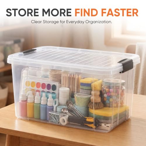 Superio 14.7 Quart Clear Plastic Storage Boxes with Lids, Stackable Organizer Containers, BPA-Free Storage Bins for Home, Office, School & Dorm, 5 Pack - size: 14.7 Quart