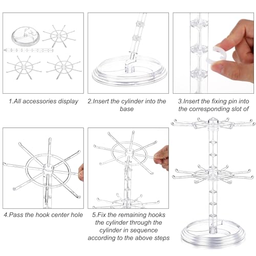 Yuntau 2 Pcs 2 Tier Keychain Display Stand for Bracelet, Rotating - color: Clear