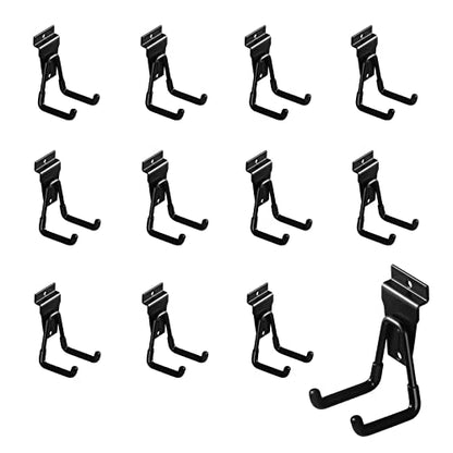 12Pack Slatwall Hooks Heavy Duty Slatwall Accessories Garage Slatwall Hooks and Hangers Small U Hook(Black) - size: 12PC U Hooks