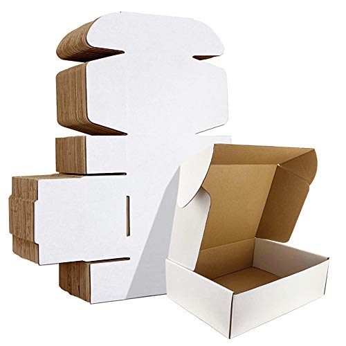 HORLIMER 9x6x2 inches Shipping Boxes Set of 25, White Corrugated Cardboard Box Literature Mailer - color: White, size: 9" x 6" x 2"