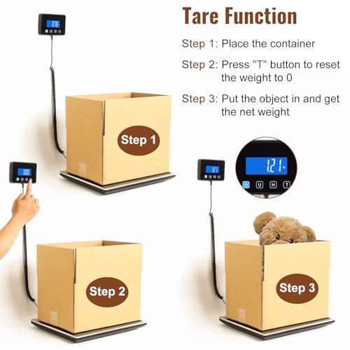 Miseyo 660lbs Digital Shipping Scale - 0.7oz High Accurate Stainless Steel Postal Scale for Packages, Luggage, Small Business, Warehouse, Battery & Charging Cable Included