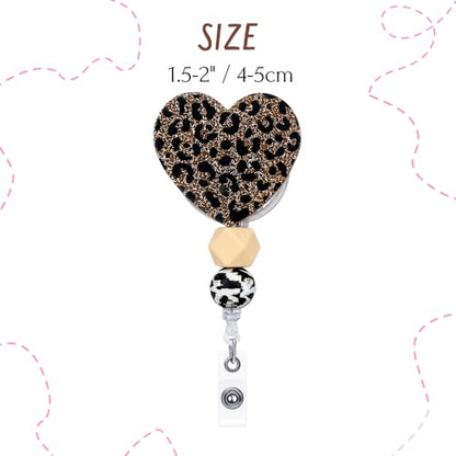 3PC Cheetah Badge Reels Lanyard Accessories Glitter Cute Women Bow Nurse Retractable Holder Clip ID Leopard Print Name Nursing Alligator Swivel Rhinestone Bling Decorative Girly Aesthetic Bengals - style: Cheetah Leopard Print