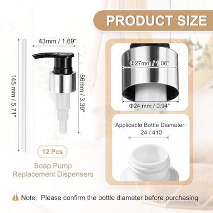 uxcell Soap Dispenser Pump Heads Silver/Black 12 Pcs Pcs - color: Silver/Black, size: 24/410
