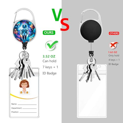 Funny Astronaut ID Badge Holder with Lanyard and Retractable Badge Reel - color: Mystery Astronaut