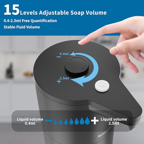 Automatic Soap Dispenser Touchless,15-Level,Kitchen Bathroom Black - color: Bright Black