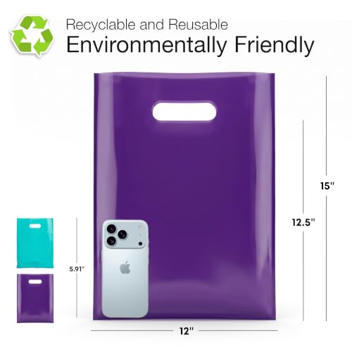Choice Marts 200 Teal & Purple Plastic Bags 12x15 Merchandise Bags - color: Teal& Purple