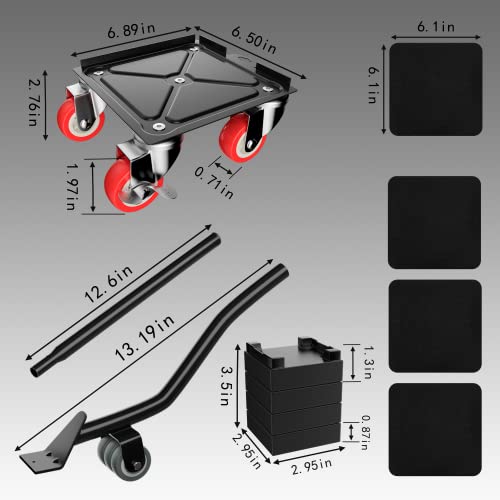 MYUEA Furniture Dolly,Furniture Movers with 5 Wheels,Carbon Steel Panel Heavy Duty Dolly,Maximum Load 3474LBS,Furniture Lifter with 5 360° Rotatable Rubber Universal Wheels(Black,6.89x6.9 in) - color: Black, size: 6.89x6.9 IN