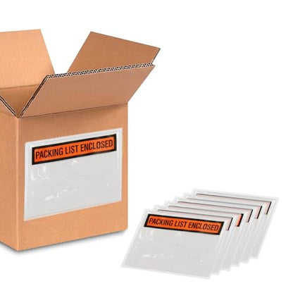 PSBM 1000 PCS, 4.5 x 6 Inch, Panel Face Back Side Load Packing List Envelopes, Orange/Black Printed for Invoices & Slips - size: 4.5 Inch x 6 Inch Orange/Black / Back Side Load