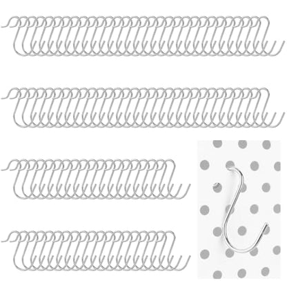 Small Pegboard J Hooks - 80pcs Metal Peg Board S Hangers for Tiny Holes - color: Silver