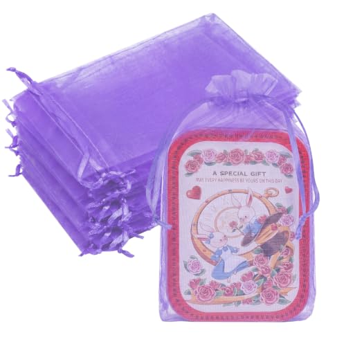 Crweety 50PCS Organza Bags 6x9 Light Purple Small Gift Bags Mesh Drawstring - color: Lavender Purple
