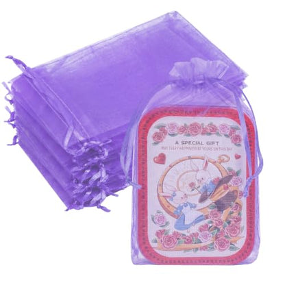 Crweety 50PCS Organza Bags 6x9 Light Purple Small Gift Bags Mesh Drawstring - color: Lavender Purple