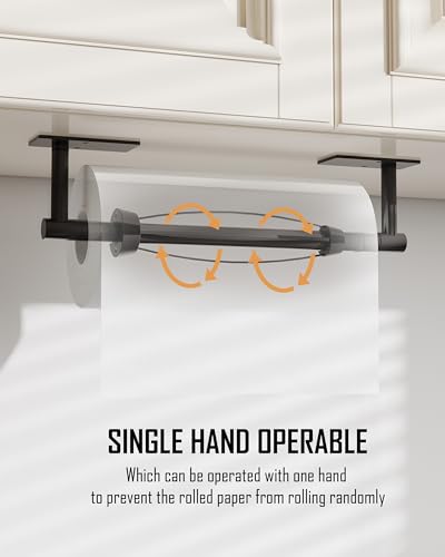 Paper Towel Holder Under Cabinet One Hand Operable, Matte Black - color: Matte Black