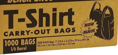 BLACK T-Shirt Carry Out Retail Plastic Bags 1000 ct. Recyclable Grocery Shopping