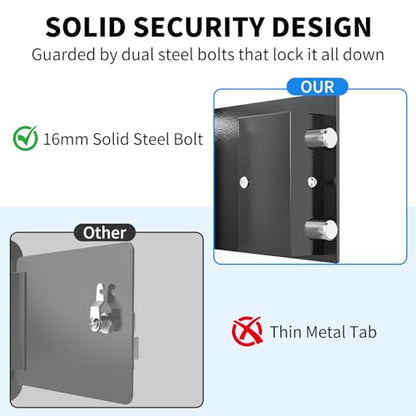 WASJOYE Small Safe with Key for Money, 0.25 Cu Ft Key Lock Box (Black) - size: 0.25 Cu Ft Black