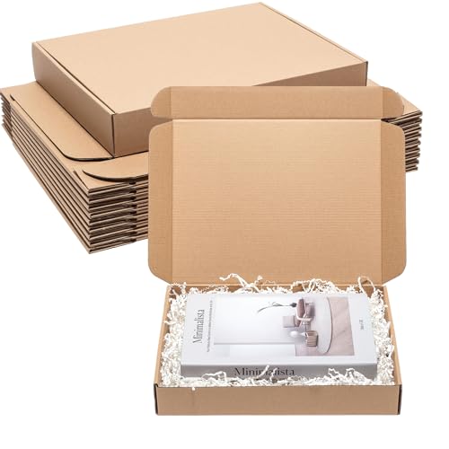 Wowxyz Brown Shipping Boxes 13x10x2" 25 Pack - Corrugated Cardboard Box Mailers for Small Business, Kraft Medium Literature Mailer Packaging Supplies Brown - size: 13x10x2"